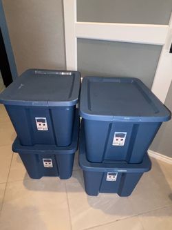 Set of  4 Sterilite 18 Gallon Blue Storage Totes