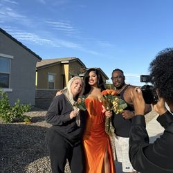 Orange Silk Prom Dress