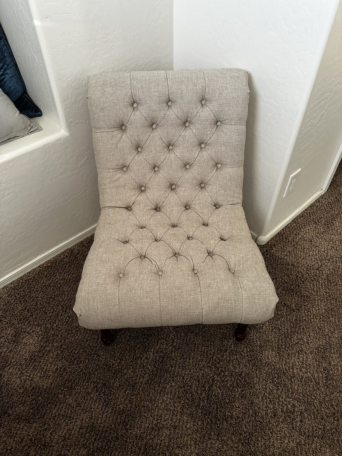 Beige Tufted Accent Chair – Gently Used