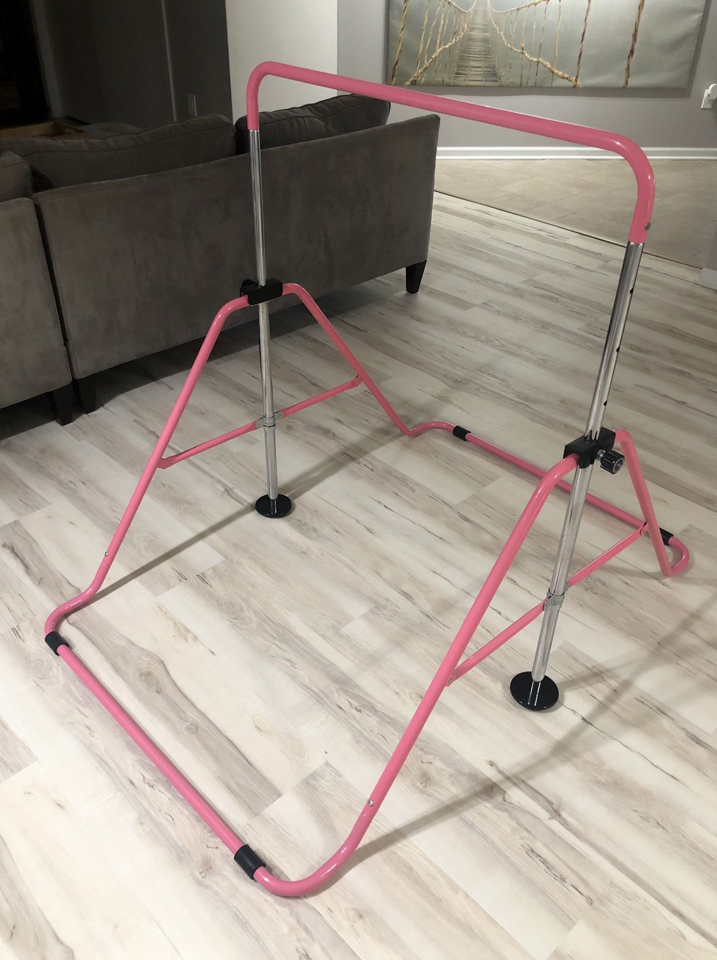 Adjustable Pink Gymnastics Bar for Kids
