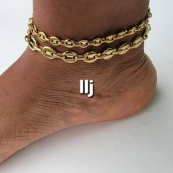 I Ship I Deliver 14kt Gold Plated Puff Link  Set Include All 2 Anklet For $85