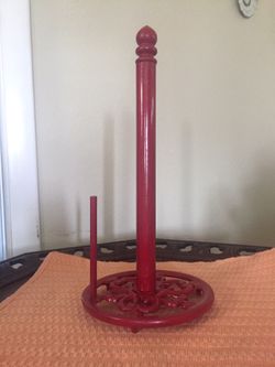 Red cast iron paper towel holder