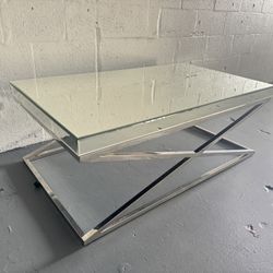 Glass Mirror Table In Perfect Condition 