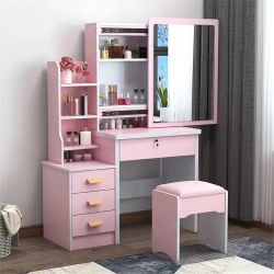 pink makeup vanity, vanity with LED mirror, cute vanity desk, dressing table with lights, girls vanity table, makeup vanity with drawers, vanity with 