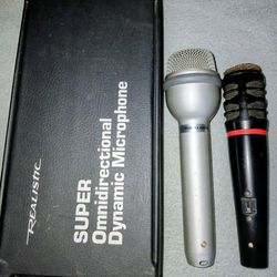 2 Microphones Mics Realistic and Audio Technica with XLR Cables
