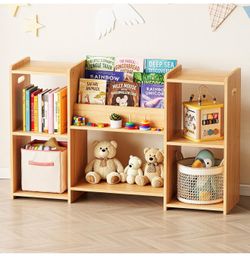 SpaceAid 6-in-1 Bookshelf Storage Organizer, Montessori Bookcase