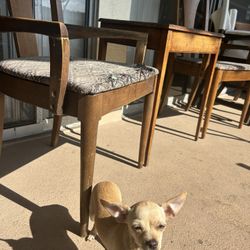 Vintage Chairs and Side Table Wood Furniture 