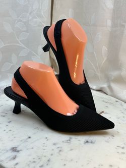 Ophelia Roe Womens Selena Slingback Pump 9M Black Knit Kitten Heel Work Casual