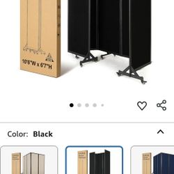Strongbird Heavy Duty 5 Panel Room Divider – Black Aluminum Privacy Wall (128”W x 78.7”H)