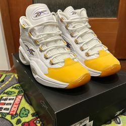 Reebok Question Mid Yellow Toe Lakers Kobe PE Size 9.5 Preowned