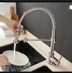Brushed Nickel Spring Kitchen Faucet