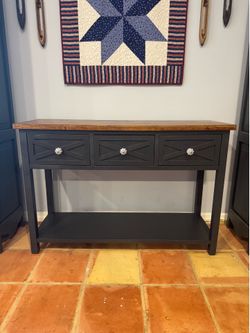 Refinished Farmhouse Entry Table / Sofa Table with 3 Drawers