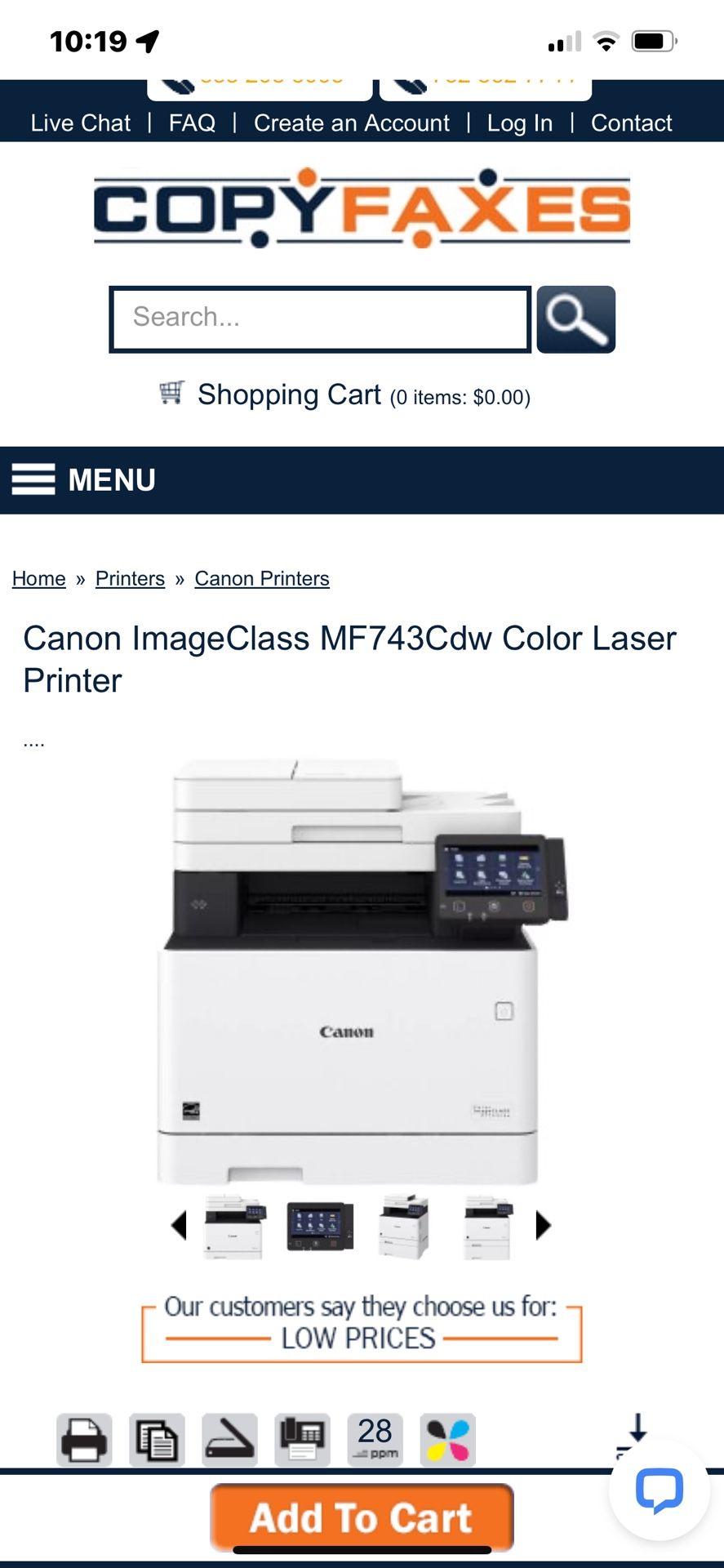 Printer Canon Colorimageclassmf743Cdw