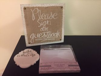 Wedding guest book sign and note pad