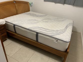Solid wood bed with mattress