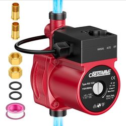 CrestWave Hot Water Recirculating Pump, 125W 115V Automatic Circulation Pump for Water Heater, Dual Control Modes for Domestic Hot Water Recirculating