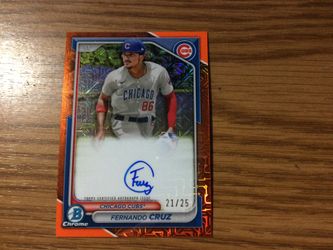 2024 Bowman Chrome Fernando Cruz Orange Mojo Refractor Auto /25