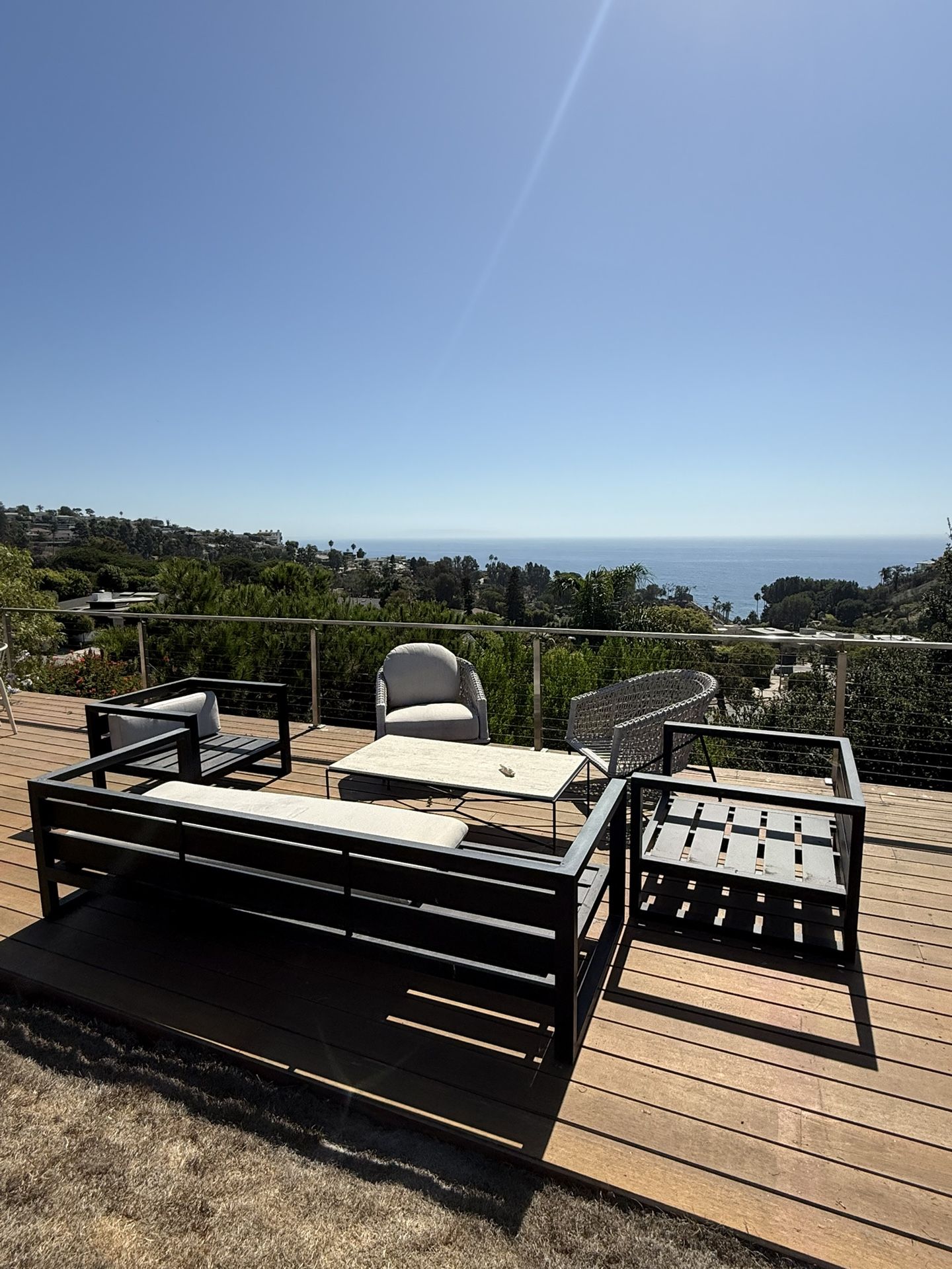Restoration hardware Aegean sofa frame & 2 chairs frame in black Aluminium (OP $7000)