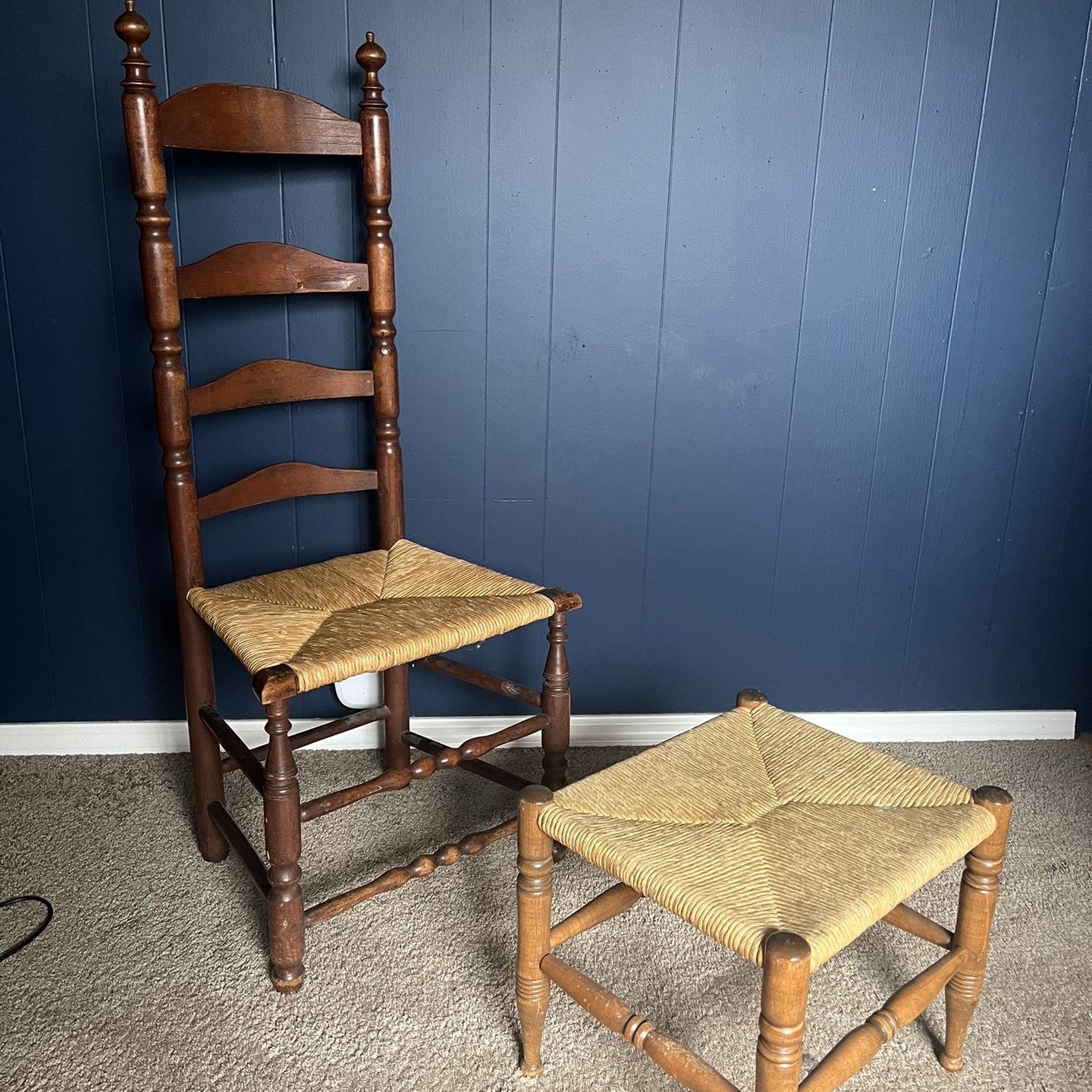 Antique Ladder Chair With Foot Rest