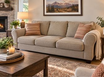 Beautiful Beige 3-Seat Sofa – Comfortable & Neutral