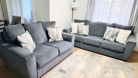 Altari Dark Gray Micro Sofa & Loveseat Set
