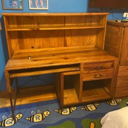 Wooden Desk With Top Shelves-  $50