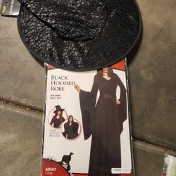 Black Hooded Robe W/ Witch Hat