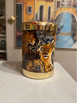 Safari Cheetah Lion Tiger Animal Print Decorative Container