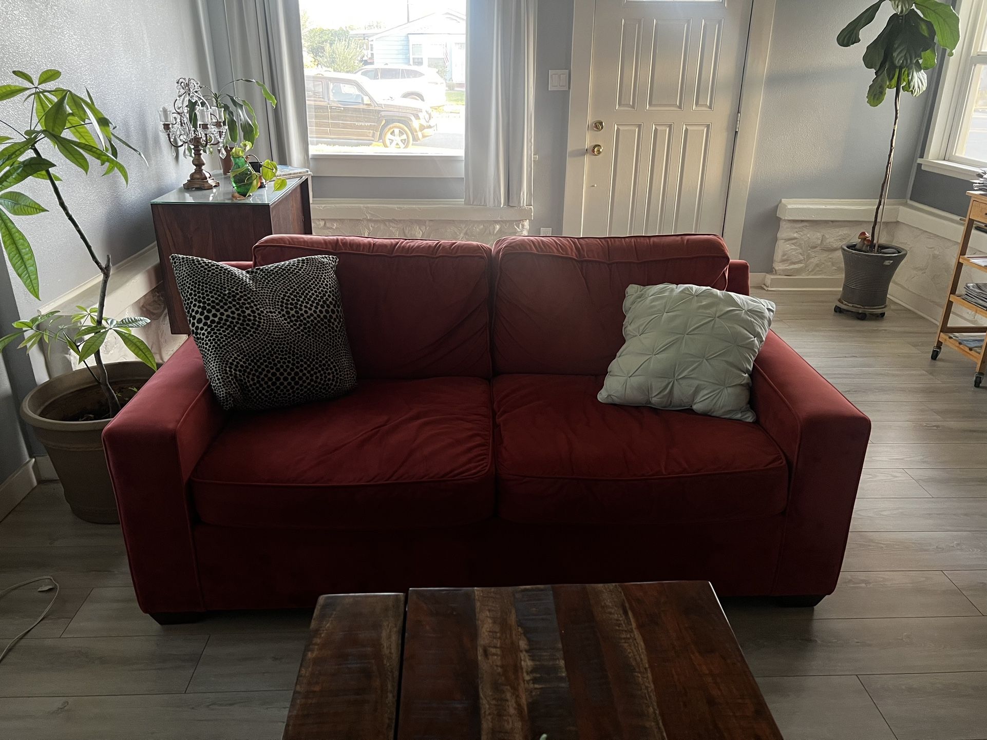 Orange Velvet Sofa