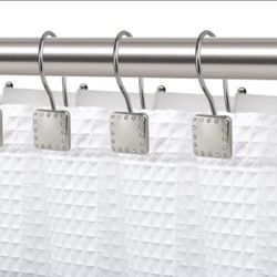 Utopia Alley, Double Shower Curtain Hooks for Bathroom Rust Resistant Shower Curtain Hooks Rings in Brushed Nickel (Set of 12) New, 