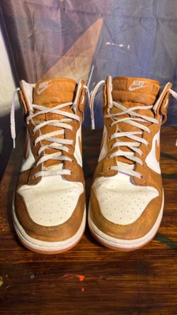 White and yellow Nike high dunks