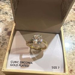 Cubic zirconia gold plated ring