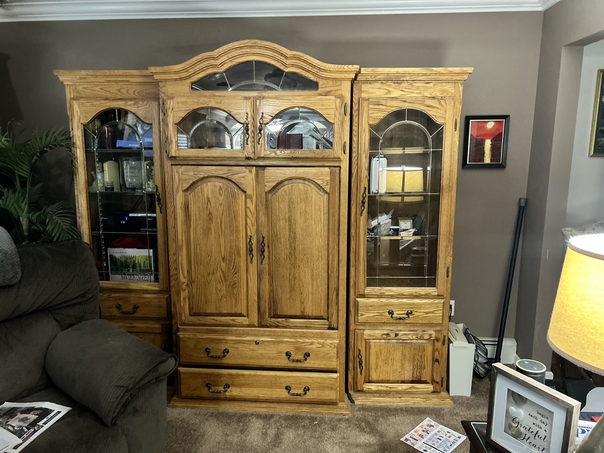 Entertainment Center Oak - 8’x6’ X 16” FREE