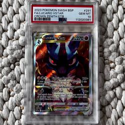 PSA 10 Lucario VSTAR #291 Crown Zenith ETB Promo Pokemon TCG Slab