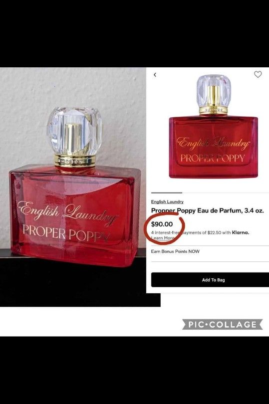 English Laundry Proper Poppy 100ml womens perfume, about 98% full, no box ($45 cash)