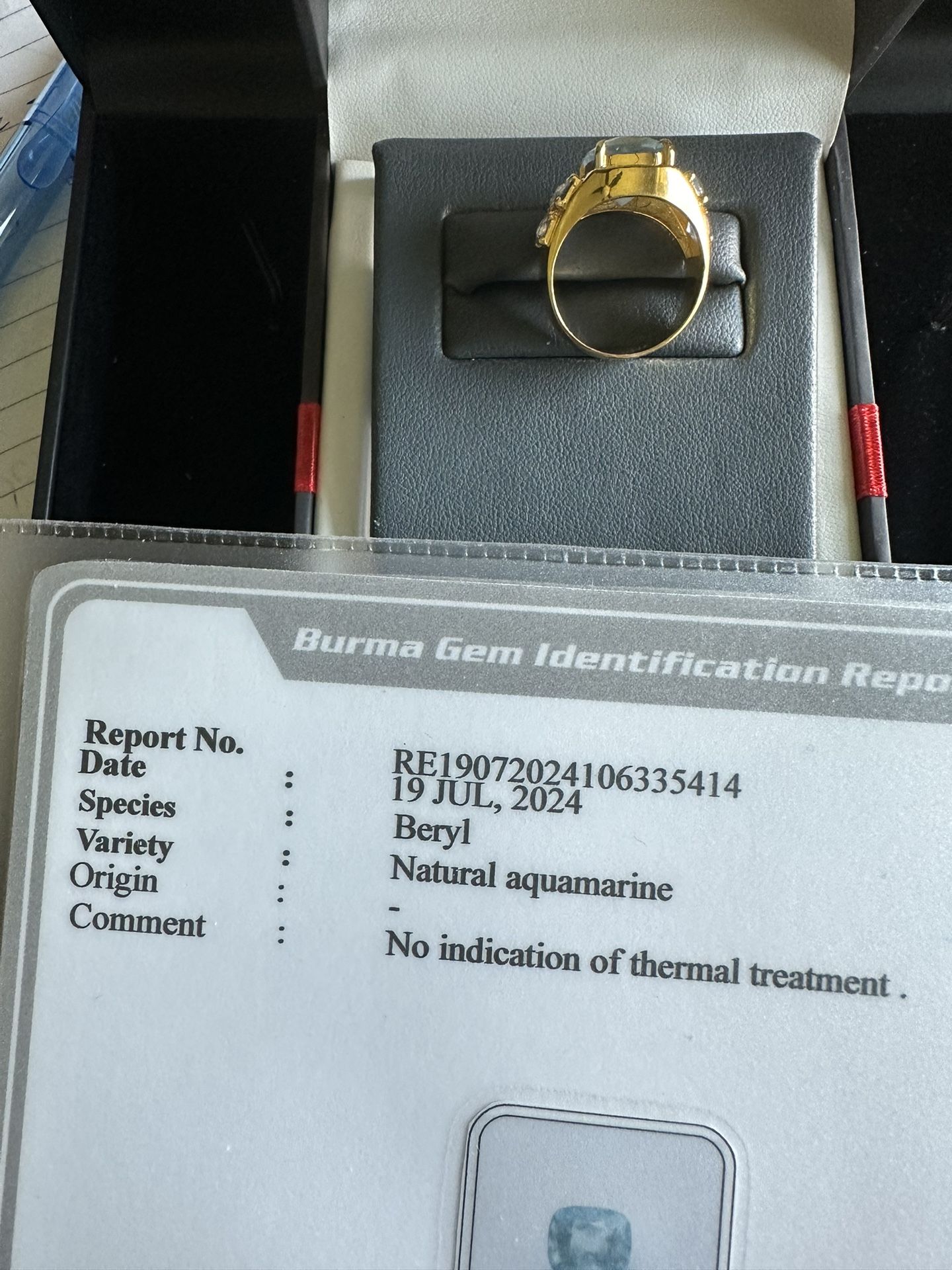 Aquamarine Men's Ring in 22K Yellow Gold