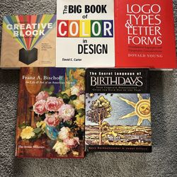 Lot of 5 Art + Design + Creative Books – Doyald Young, Big Book of Color, Creative Block + Bischoff & Birthdays
