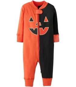 Hanna Andersson Baby Halloween Pumpkin Zip-Up Footless Sleeper
