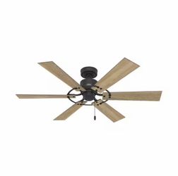 Hunter Barrel 52 in. Indoor/Outdoor Matte Black Ceiling Fan Included For Patios or Bedrooms