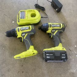 Like New  Impact And Drill Kit With Charger And Batteries 