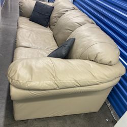 Comfy Leather Couch (free delivery)