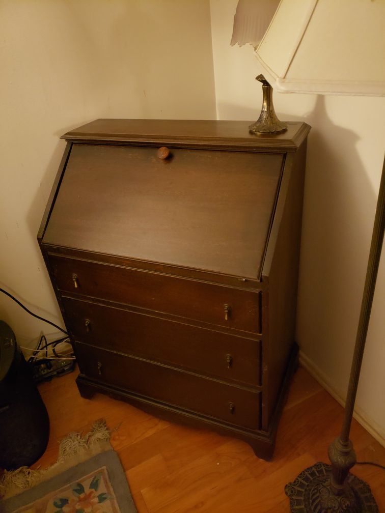 Antique Solid Mahogany Slant Top Desk-$75