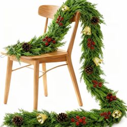 Christmas Cedar Garland Artificial Realistic 6ft Mantle Faux Pine Garlands Realistic Cypress Greenery for Indoor Outdoor Stairs Railing Fireplace Mant