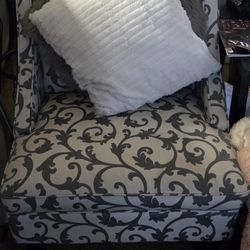 Gray and Cream Wingback Chairs