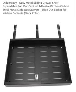 Heavy-Duty Metal Sliding Drawer Shelf Expandable Black NEW