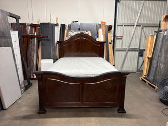 Dark Cherry Wood Queen Bed Frame