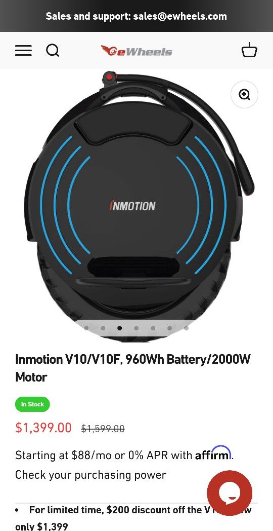 Inmotion V10f  Only Used twice