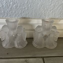 2 Christmas Angel Candle Holders