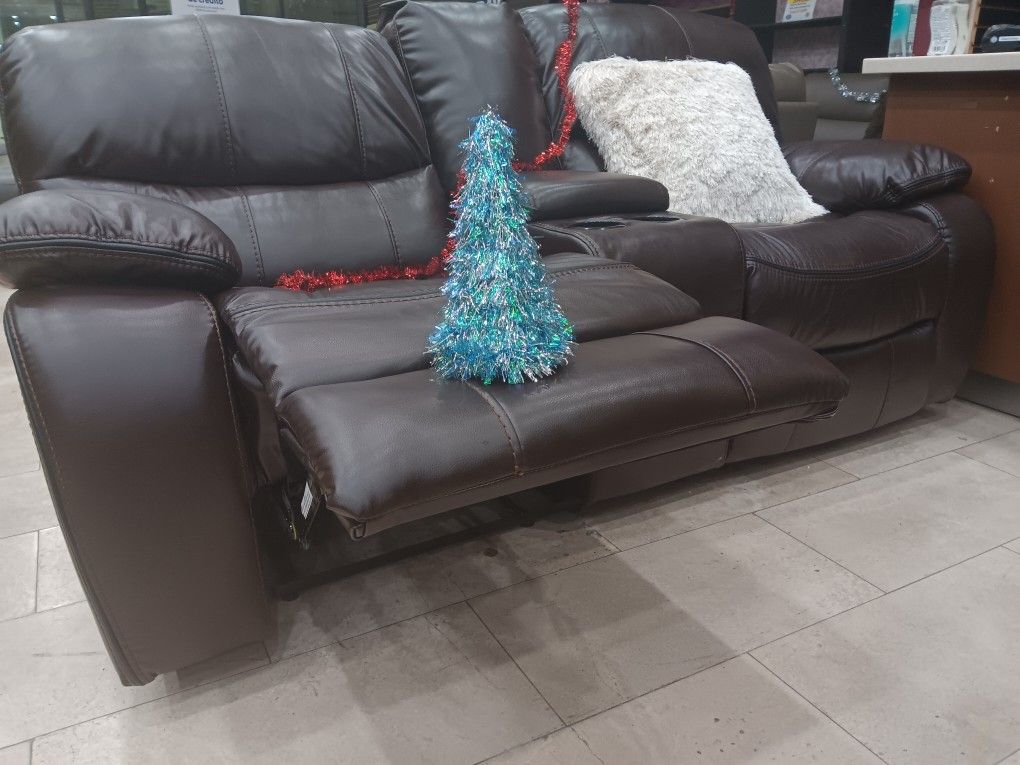 *Holiday Flash Sale!!!*---Sleek Madrid Brown Leather Reclining Loveseats---Now $599!!!---Delivery/$10 Down Financing😉