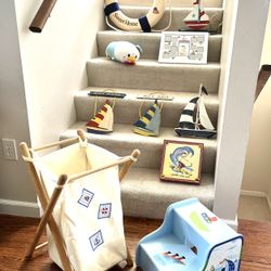 Nursery, Kids Room Ocean Decor. Includes Foot Step, Wall Art,  Lamp, Soft Toy And So Much More! ($75 For All)